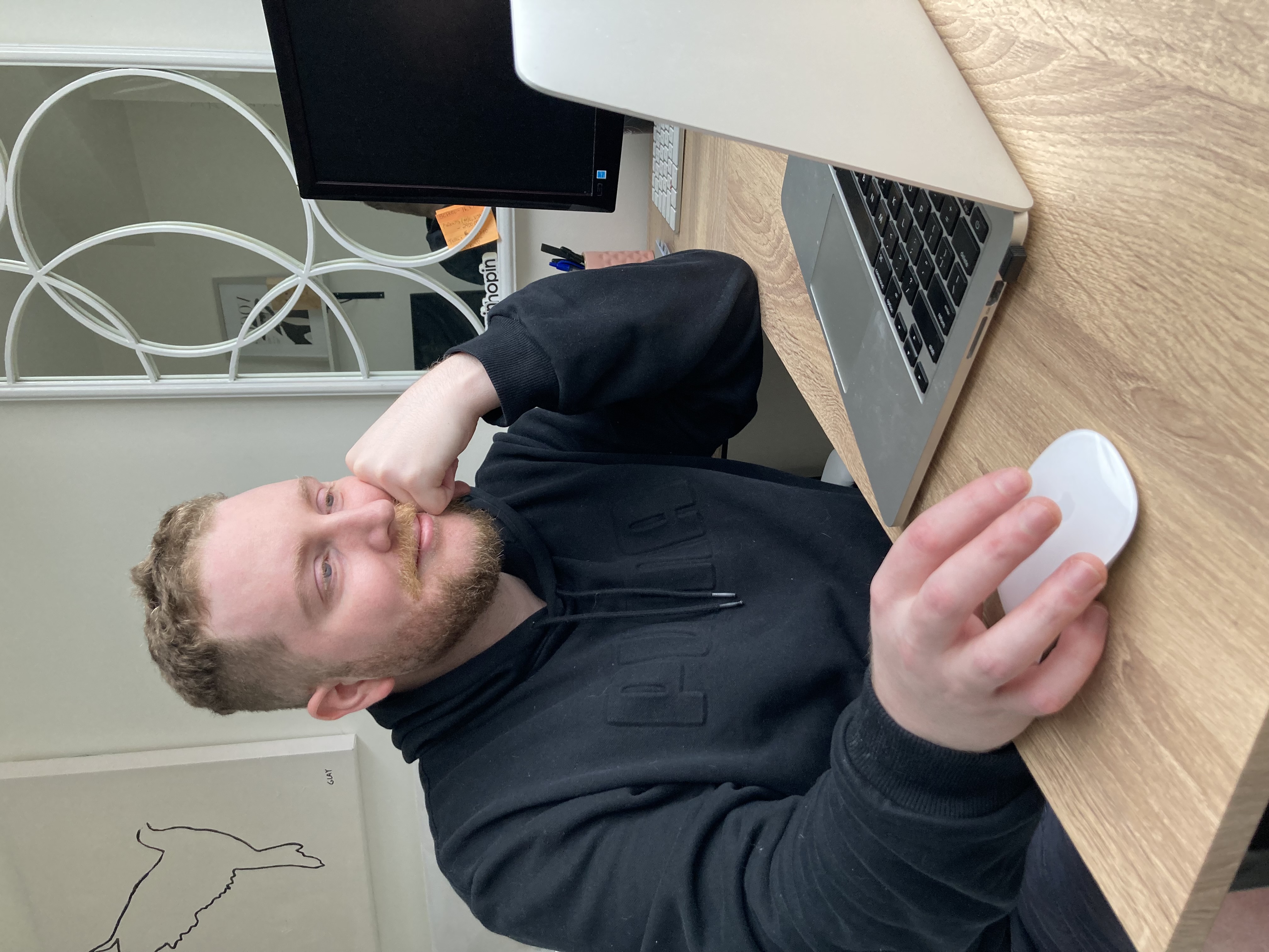 Eric Howell hard at work on his laptop